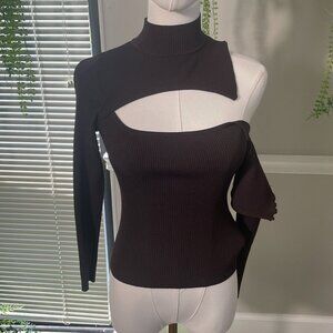 Minkpink | Tinghir Cut Out Knit Top in chocolate